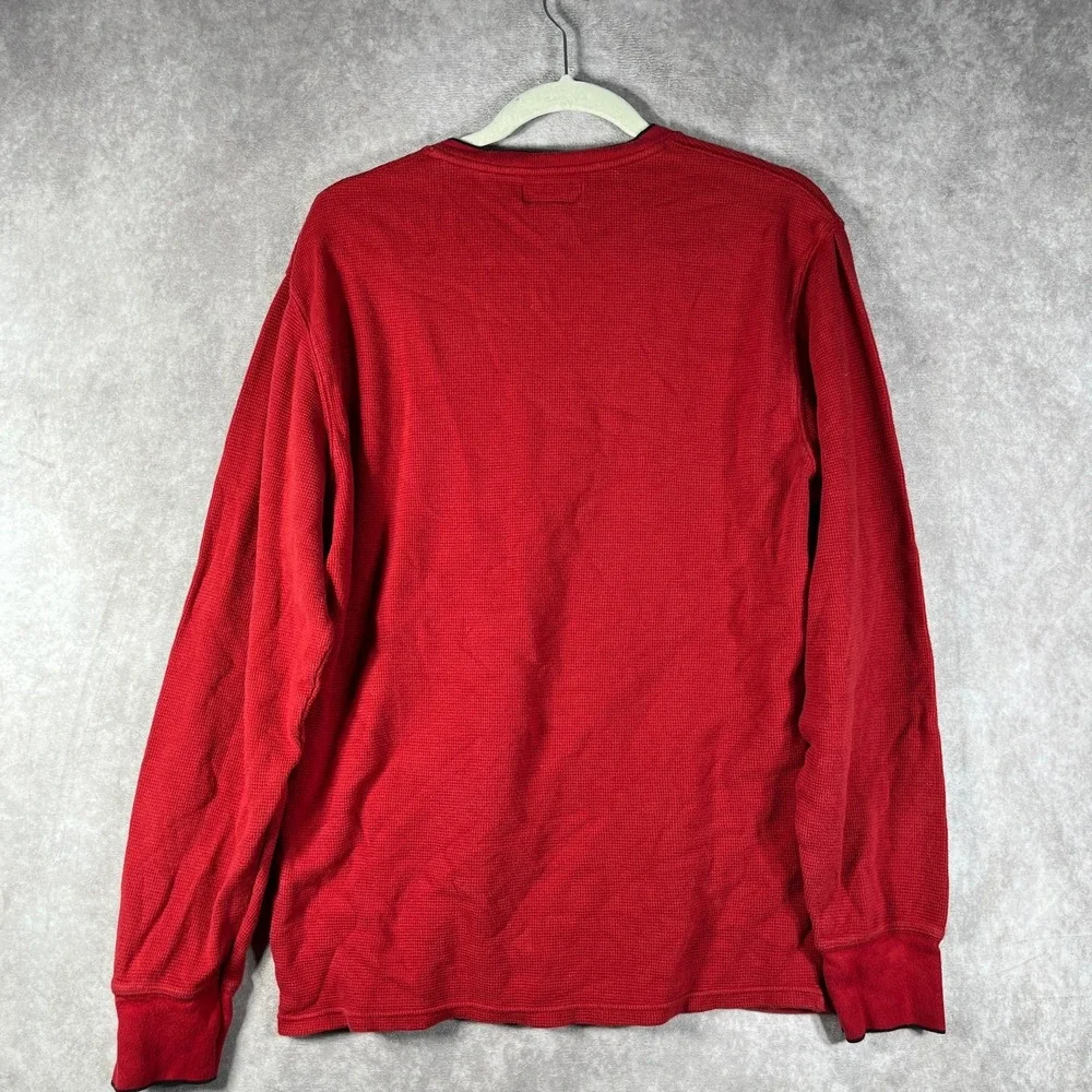 Polo Ralph Lauren Shirt Mens Size XL‎ Red Waffle Knit Long Sleeve Thermal V-Neck